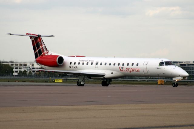 Embraer ERJ-145 (G-SAJG) - Taxiing to Stand 224 on 7-May-21 operating flight LOG559 from EGNV.