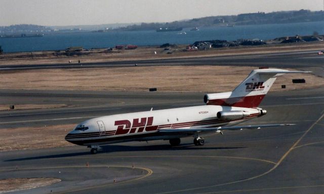 Boeing 727-100 (N703DH) - DHL B727-100 doing extra holiday freight work at Logan on 12/13/97.