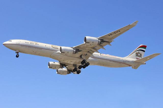 Airbus A340-500 (A6-EHA) - Inaugural flight to LAX on June 01, 2014 (landing).