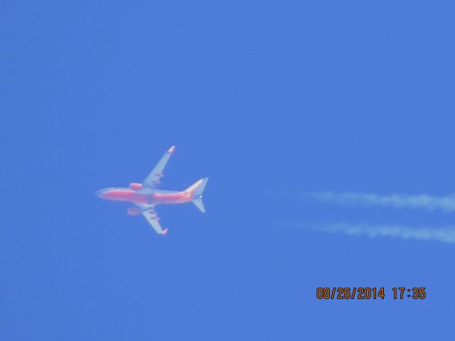 Boeing 737-700 (N768SW) - Southwest Airlines flight 540 from OKC to STL over Baxter Springs KS (78KS) at 40k feet.
