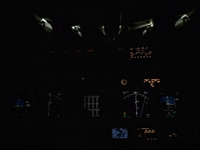 Boeing E-6 Mercury (16-4409) - View from the flight deck as a Navy E-6B conducts night in-flight refueling with an Air Force KC-135.