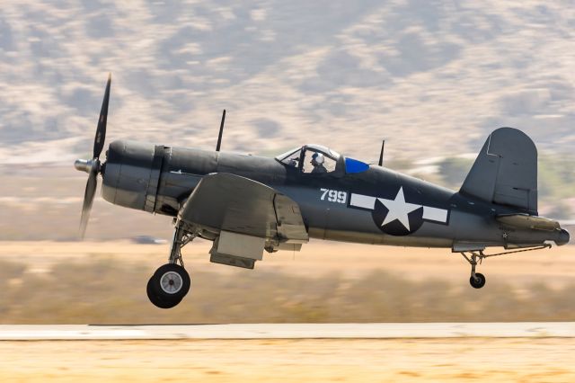 VOUGHT-SIKORSKY V-166 Corsair (N83782) - Departing. Apple Valley Airport.