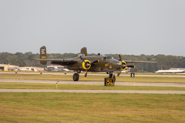 North American TB-25 Mitchell (N3774) - Rosie's Reply slowing down on 23R to head back to the West Ramp after a flight around Metro Detroit.