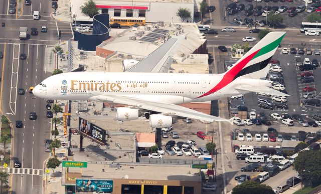 Airbus A380-800 (A6-EOE) - Emirates super on short finals for runway 24R at LAX