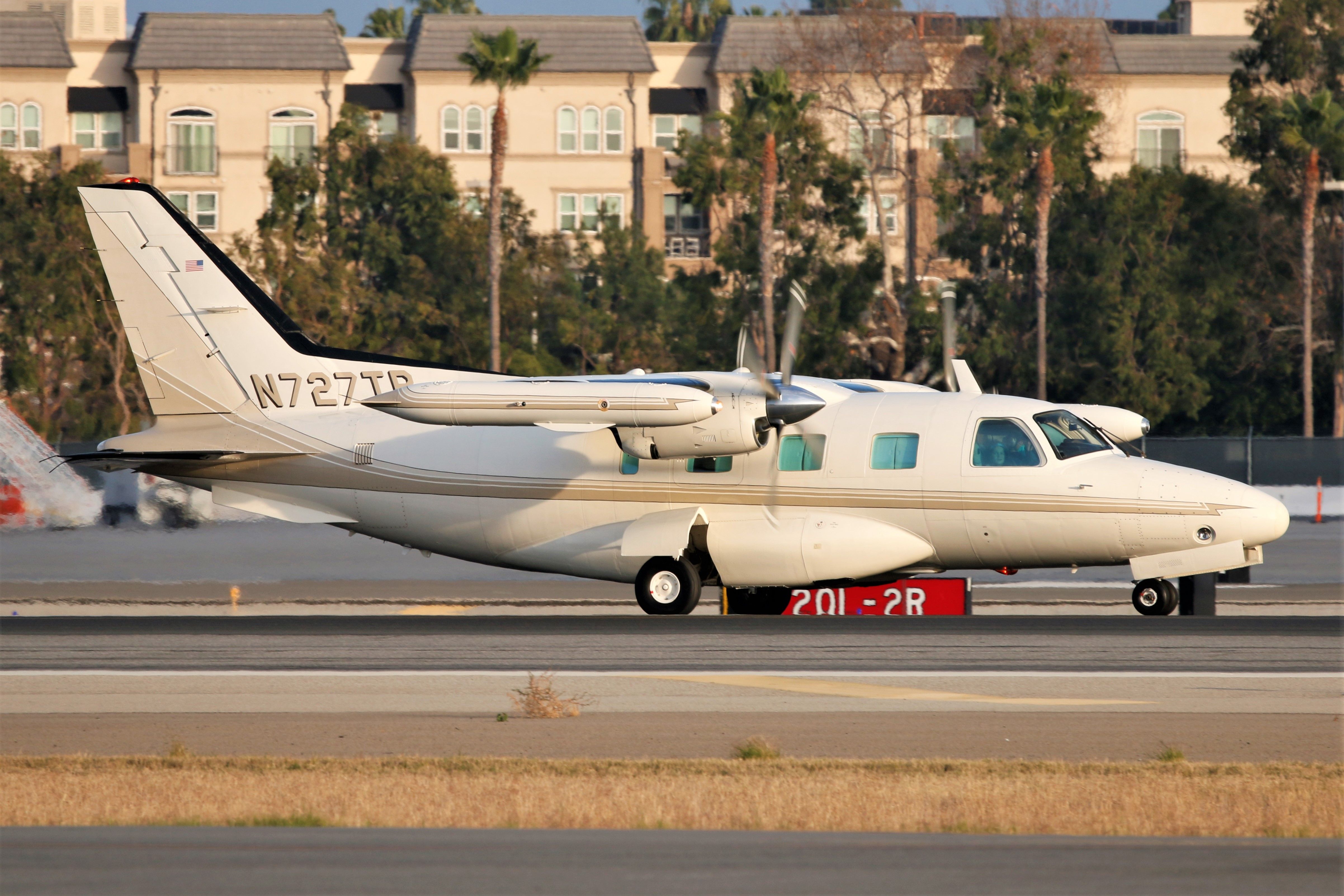 Mitsubishi MU-2 (N727TP) - Very noisy MU-2B-60 rolling to a stop at JWA.