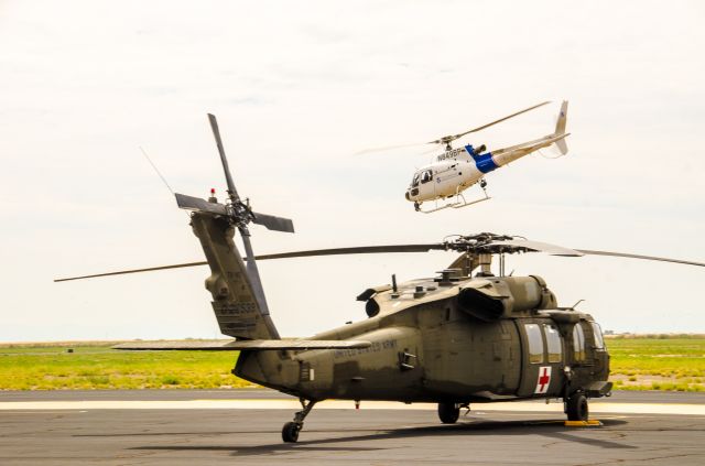 Eurocopter AS-350 AStar (N849BP) - Some air resources in Pecos, TX for flooding during the week of Sept 22nd. A CBP Astar and a TX National Guard UH60