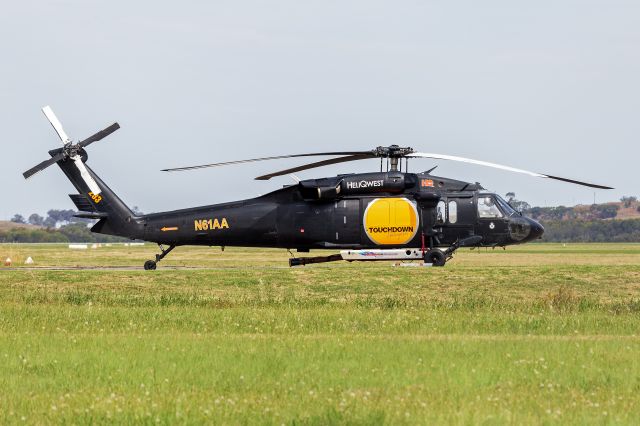 Sikorsky S-70 (N61AA) - HeliQwest/Touchdown Helicopters (N61AA) Sikorsky EH-60A Black Hawk, fitted with a Helitak Firetank.