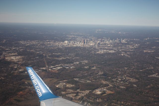 — — - Downtown Atlanta just after takeoff.