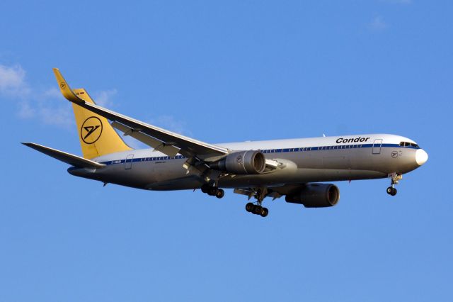 BOEING 767-300 (D-ABUM) - Condor B767-300 (D-ABUM) in retro livery arriving to BOS from Frankfurt. 