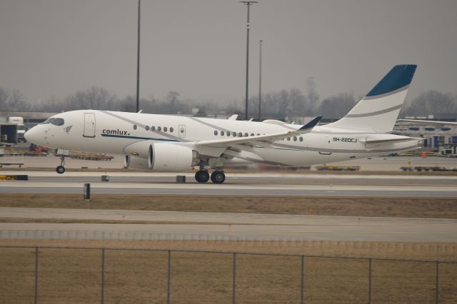 Airbus A220-100 (9H220CJ) - Nose coming up. Departing 5-R going up for a test flight, 02-22-24.