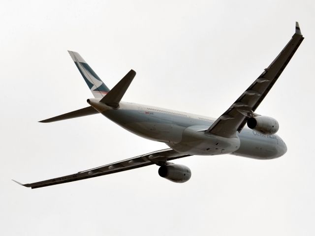 Airbus A330-300 (B-HLW) - Getting airborne off runway 23 and heading home to Hong Kong. Tuesday 27th December 2011.