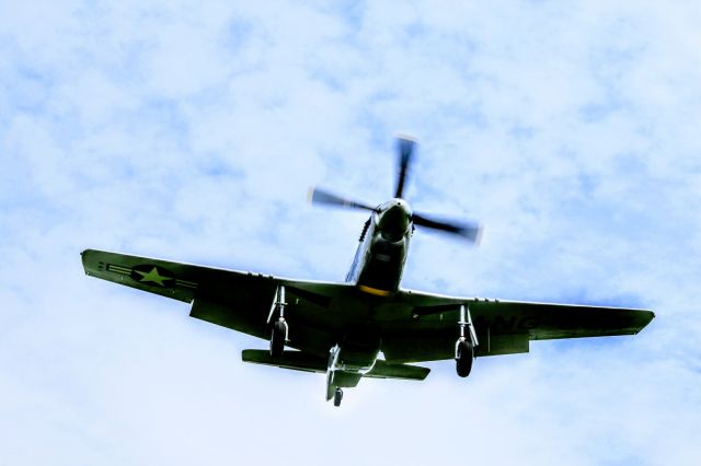 North American P-51 Mustang (NL551CF) - Collings Foundation’s North American dual-control  TF-51D “Toulouse Nuts” landing at the Dayton Wright Brothers Airport (KMGY) during the 2017 Wings of Freedom Tour 