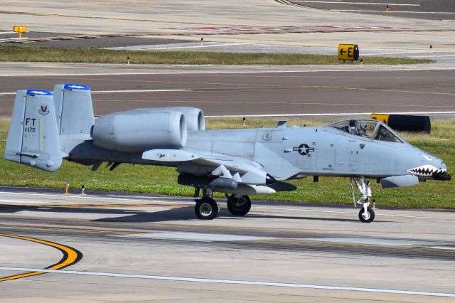 Fairchild-Republic Thunderbolt 2 (80-0172) - United States Air Force (80-0172)br /Unit: 74th Fighter Wing "Flying Tigers"br /A/c Type: A-10 Thunderbolt II / Warthogbr /br /Arriving 19L at KTPA after NFL fly-over at RayJay Stadium