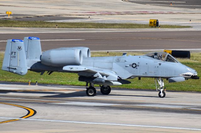 Fairchild-Republic Thunderbolt 2 (80-0172) - United States Air Force (80-0172)br /Unit: 74th Fighter Wing "Flying Tigers"br /A/c Type: A-10 Thunderbolt II / Warthogbr /br /Arriving 19L at KTPA after NFL fly-over at RayJay Stadium