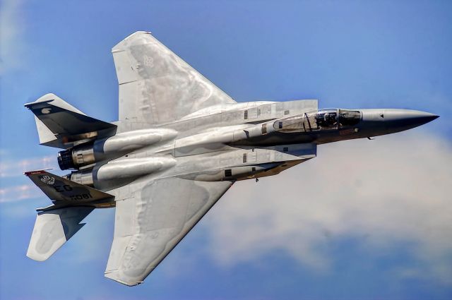 McDonnell Douglas F-15 Eagle — - An F-15C Eagle makes a pass at Eglin AFB.