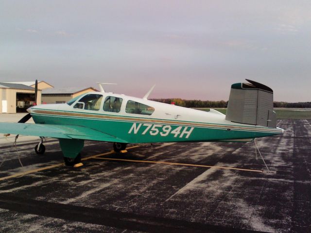 Beechcraft 35 Bonanza (N7594H) - In the early morning at KSUE ... Sturgeon Bay, Wisconsin was this lovely Beach.