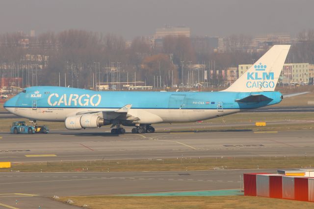 Boeing 747-400 (PH-CKA) - PH-CKA KLM Cargo/Martinair Holland Boeing 747-400F seen being towed at Amsterdam Schiphol at 15:17 on Sunday 18/02/18