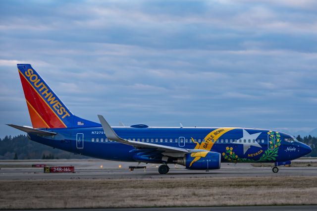 Boeing 737-700 (N727SW) - "Nevada One" Livery departing KSEA 10 Feb 2021