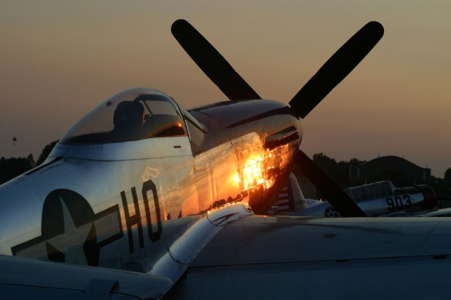 North American P-51 Mustang (N451D) - Sweet and Lovely in the evening sunset at KOSH.