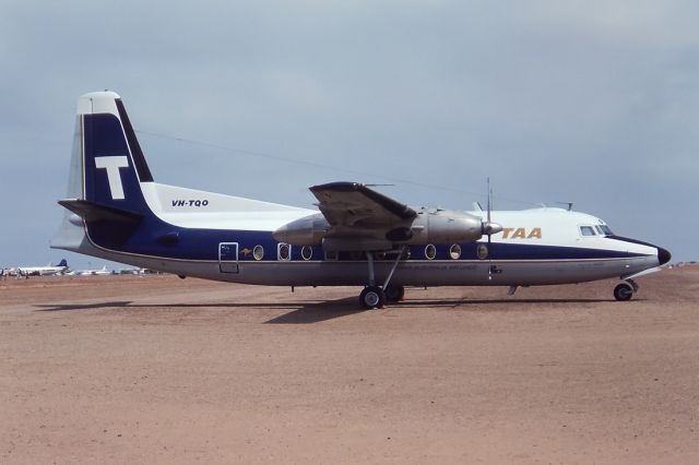 Cessna Skyhawk (VH-TQO) - TRANS AUSTRALIA AIRLINES (TAA) - FOKKER F-27-600 - REG : VH-TQO (CN 10388) - BIRDSVILLE QLD. AUSTRALIA - YBDV (4/9/1982)35MM SLIDE CONVERSION USING A LIGHTBOX AND A NIKON L810 DIGITAL CAMERA IN THE MACRO MODE.