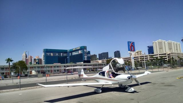 Diamond Star (N569DS) - Parked in the back of the Atlantic ramp at McCarren.