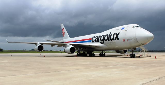 Boeing 747-400 (LX-UCV) - A Cargolux Boeing 747-400 on the air cargo ramp at Carl T. Jones Field, Huntsville International Airport, AL - June 23, 2017.