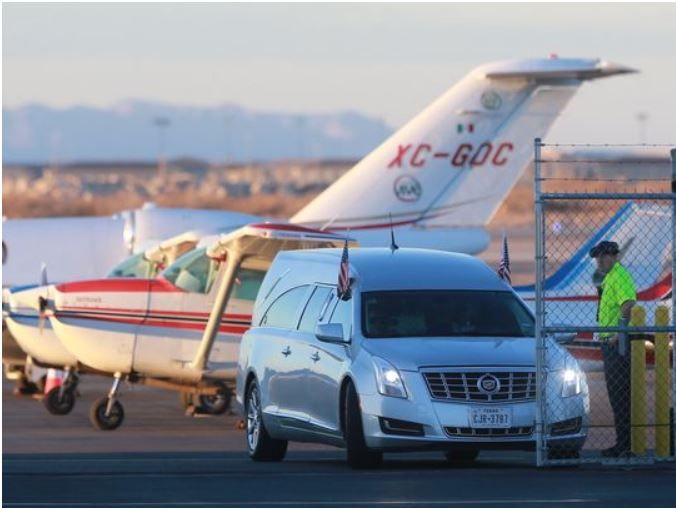 XC-GDC — - Cessna 525B Citation CJ3 s/n: 525B-0062 - Gobierno del Estado de Chihuahua, MX - February 14, 2016 - KELP El Paso International (Atlantic Aviation FBO) - Exiting FBO in the foreground is a hearse that carried the body of Justice Antonin Scalia to a chartered aircraft for its return to Washington, D.C. Photo: Victor Calzada, El Paso Times via A.P.