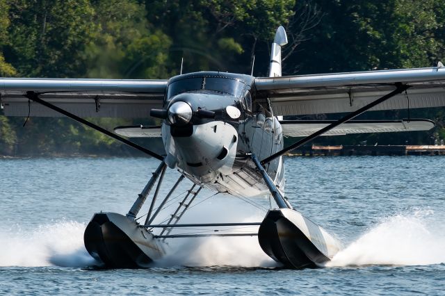 De Havilland Canada DHC-3 Otter (N606KA) - Kenmore's beautiful Wild Orca Turbine Otter touching down on Lake Washington.