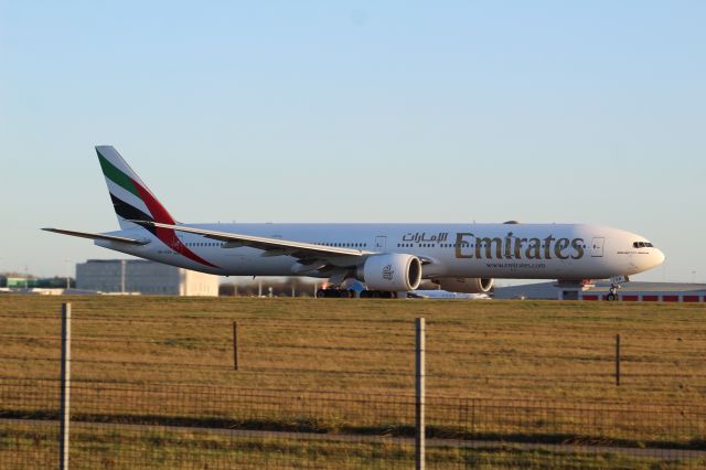 BOEING 777-300ER (A6-EQH) - An Emirates B777-300ER taking off from runway 22 at STN.br /br /Location: Stansted Airport.br /Date: 26.12.22 (dd/mm/yy).