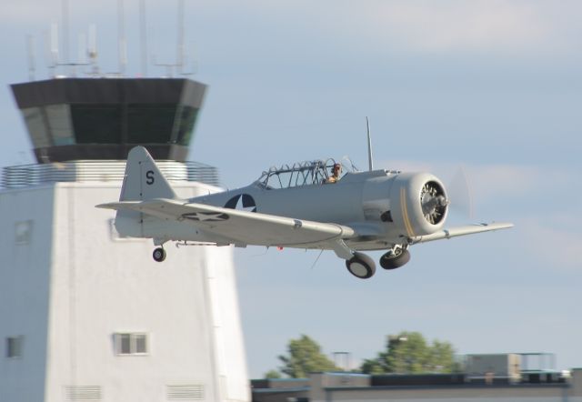 N9801C — - An SNJ-5 Texan departs runway 13 at the Mid Atlantic Air Museums World War II Weekend