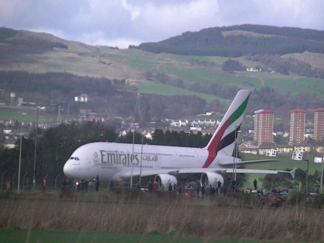 Airbus A380-800 — - a380 first takeoff glasgow scotland runway 23