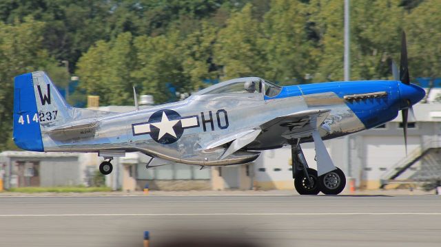 North American P-51 Mustang (N51VL) - Landing after a performance at the New York International Air Show, 24 August 2019.