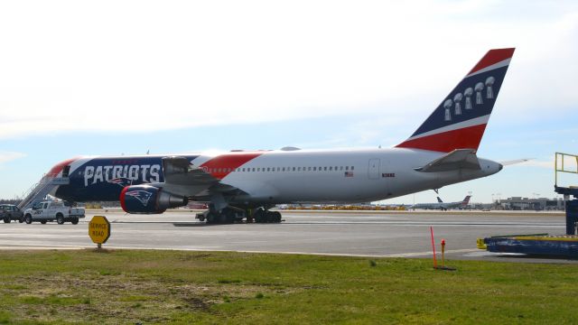 BOEING 767-300 (N36NE) - Just parked at Philadelphia International, likely here to kiss our boots after we gave them that L.