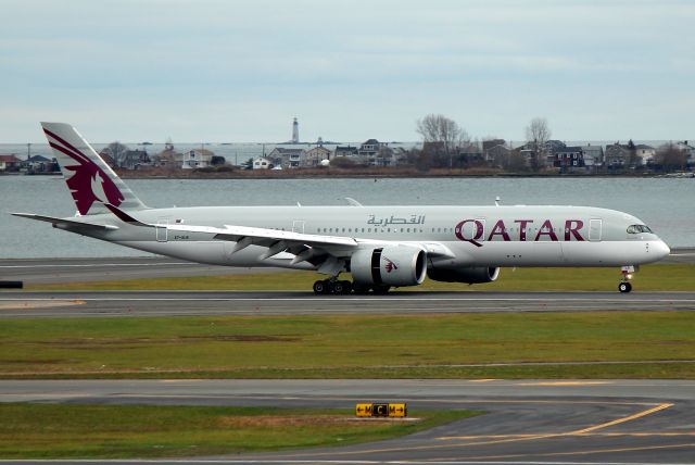 Airbus A350-900 (A7-ALB) - Qatari 743 taxiing in on22L after the 13.5 hr flight from Doha, Qatar