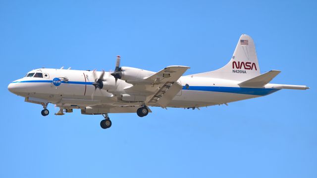 Lockheed P-3 Orion (N426NA) - NASA's P-3B Orion arrives at Ontario after conducting a atmospheric sampling flight above Southern California.