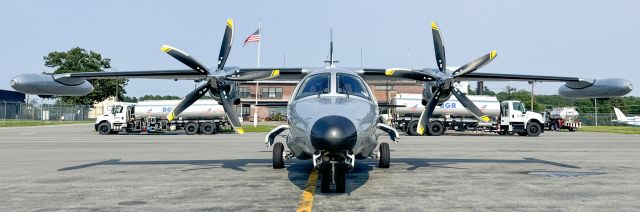 Mitsubishi MU-2 (N466DC) - At the GA ramp at Bangor ME. Aircraft crossed the North Atlantic via CYYR, BGBW and Iceland. A family on a private flight. 29-JUL-2024.