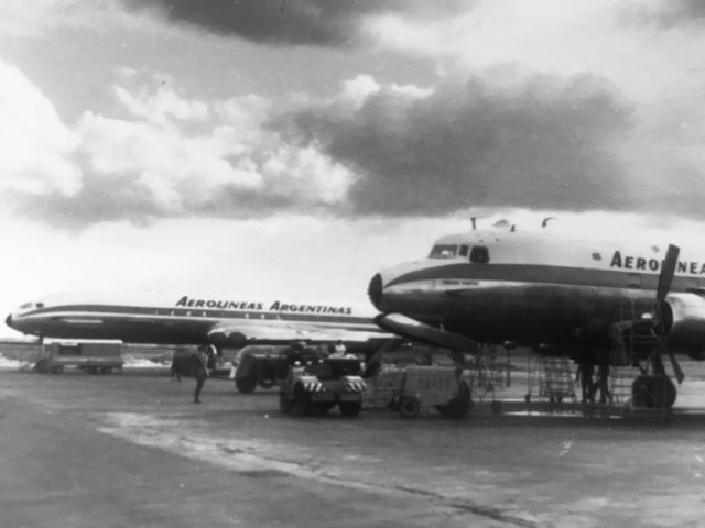 — — - 1960 "the old and the new" Comet 4 replacing the DC 6 on international flights. Dawn of the Jet transport age.