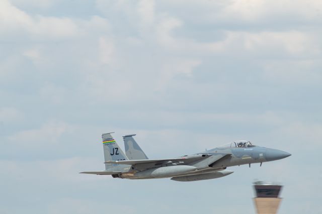 — — - F-15D from the 159th Fighter Wing departing Lubbock.