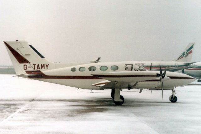 Cessna 421 (G-TAMY) - Seen here in Feb-85.br /br /Transferred to Germany 15-Mar-07 as D-IHHH.