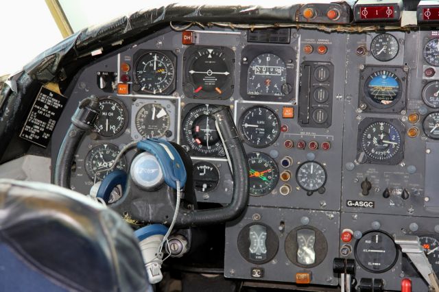 — — - Close up detail of the Captains, Flight Instruments on a Vickers VC-10.