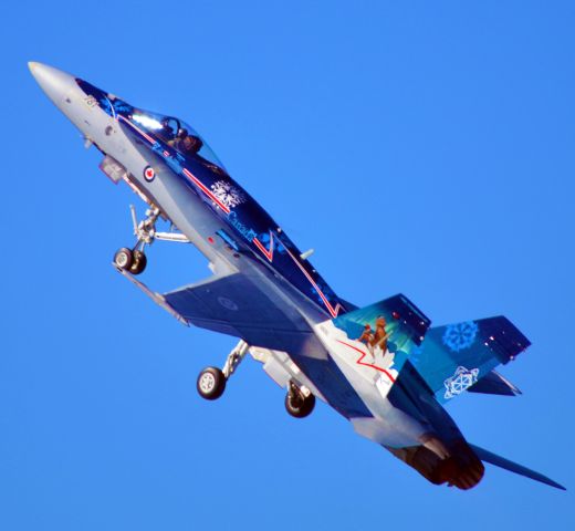 McDonnell Douglas FA-18 Hornet (18-8781) - Performing a fast pull up after takeoff.