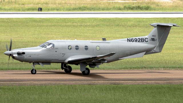 Pilatus PC-12 (N692BC) - How's this for an interesting one. After noticing a pair of flights were diverted to JAN, I immediately went to the airport to have a look and this was sitting somewhat far away on the Atlantic Aviation ramp. While I initially thought this was just another PC-12 similar to the many I've seen come and go, I was pleasantly surprised to see this one was a U-28A Draco! I believe this is the first time I've caught a U-28A before, and I'm glad it was an interesting one!