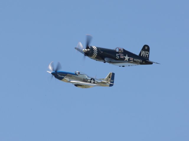 North American P-51 Mustang (N2151D) - Yesteryear...F4U Cosair (front) and P51 Mustang.