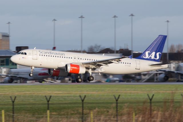 Airbus A320 (OY-KAR) - SAS539 from CPH catching a bit of the breeze just before landing.  7 Feb 16