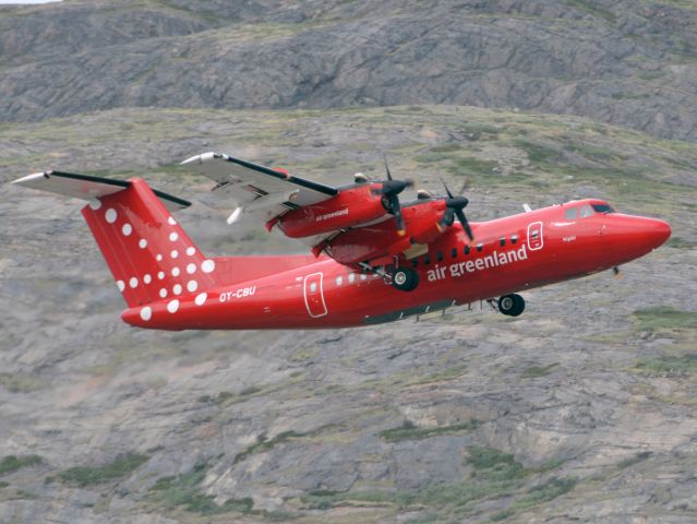 De Havilland Canada Dash 7 (OY-CBU) - Departing to BGGH