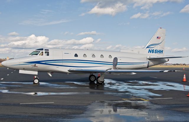 North American Sabreliner (N65HH) - Close up of 1981 build Rockwell Sabreliner @ KBOS Logan on the Signature ramp 03/21/2016