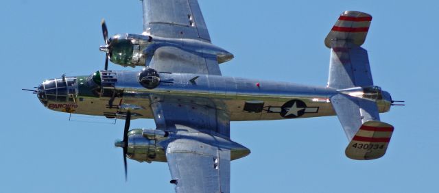 North American TB-25 Mitchell (N9079Z) - McGUIRE AIR FORCE BASE, WRIGHTSTOWN, NEW JERSEY, USA-MAY 17, 2025: Seen by RF in a fly-by at the Open House and Air Show, is the North American B-25J Mitchell medium bomber known as"Panchito."