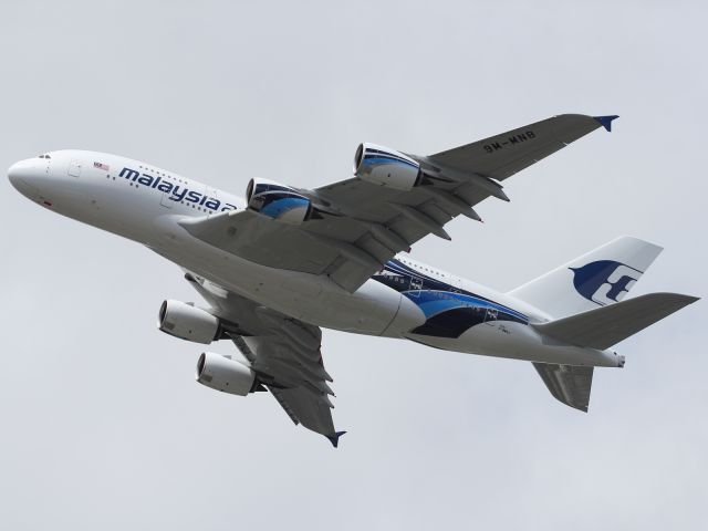 Airbus A380-800 (F-WWAJ) - Malaysian Airlines second A380-800 performs flying display duties at Farnborough 2012, after which she will be delivered to Malaysian Airlines to join her sister, which is already in service flying the Kuala Lumpur to London route.