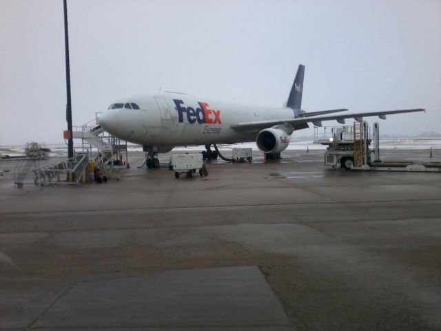 Airbus A300F4-600 (N740FD) - N740FD on a foggy day at ATW