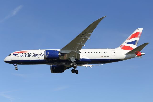 Boeing 787-8 (G-ZBJD) - British Airways 3rd B787-800, G-ZBJD, arrives at LHR.